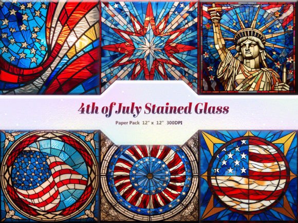 4th of July Stained Glass Digital Paper: A Designer's Asset