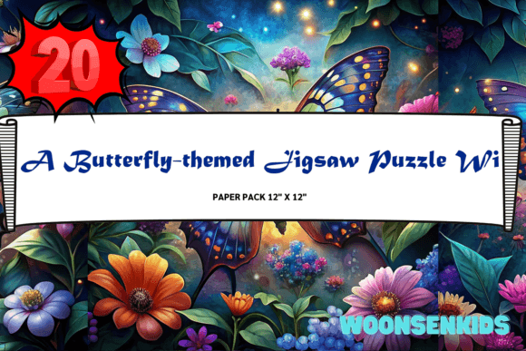 Butterfly-themed Jigsaw Puzzle with Floral Patterns