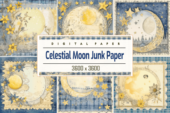 Celestial Moon Junk Paper: A Modern Design Asset for Digital Creators