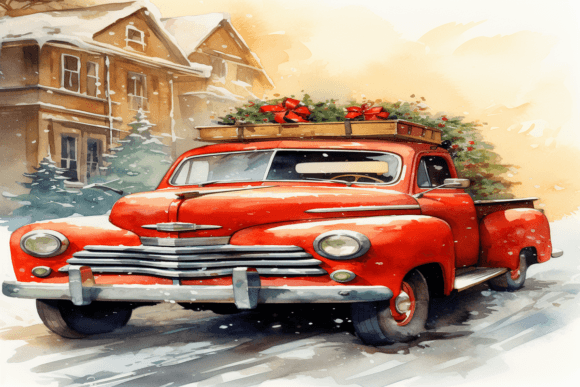 Christmas Truck Background: A Designer's Festive Asset