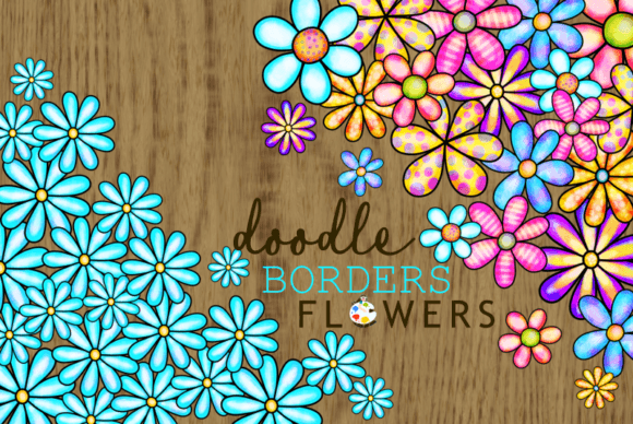 Elevate Your Projects with Watercolor Doodle Flower Page Borders