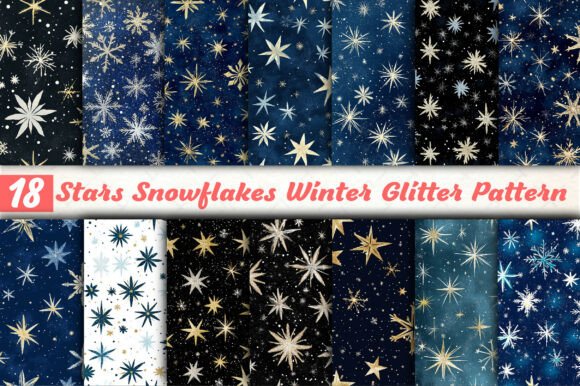 Elevate Your Winter Projects with Stars Snowflakes Winter Glitter Pattern