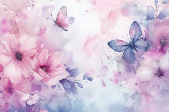 Enchanting Pastel Butterfly Blossom Background for Creative Projects