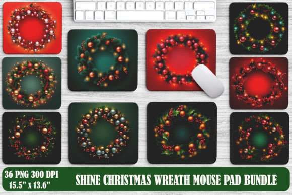 Shine Christmas Wreath Mouse Pad: Festive Design Assets