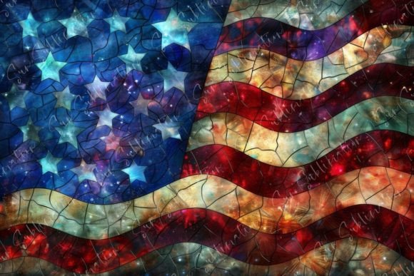 Stained Glass American Flag: A Cosmic Patriotic Masterpiece