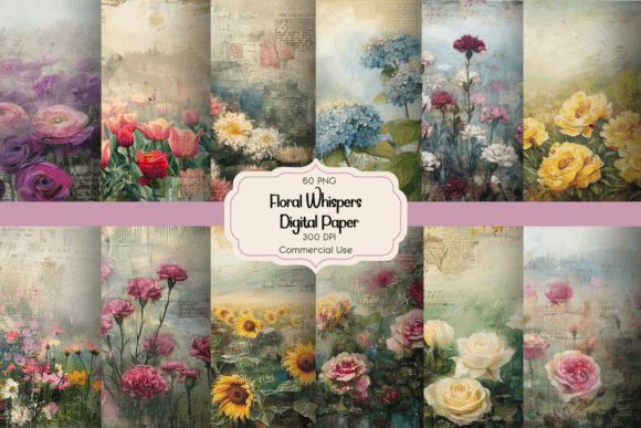 Unleash Botanical Elegance with Floral Whispers Digital Paper