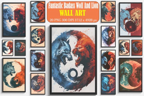 Unleashing Your Brand's Spirit with Fantastic Badass Wolf and Lion Wall Art