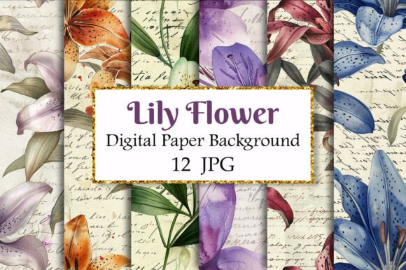 Unlock Timeless Elegance with Vintage Lily Flower Digital Paper