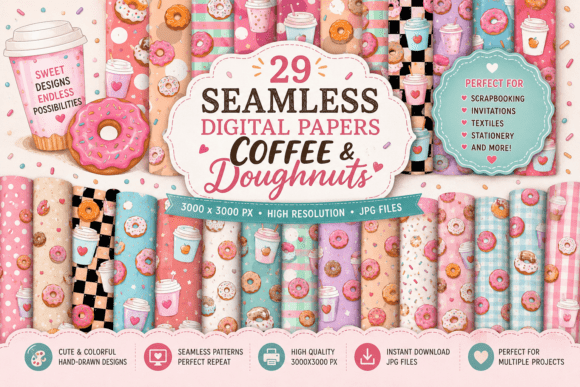 Unwrapping the Coffee & Donuts Seamless Patterns Collection