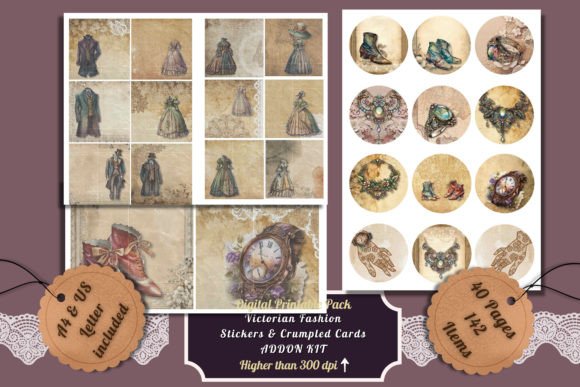 Victorian Fashion Journal Stickers & ATC: Your Digital Toolkit for Vintage Elegance