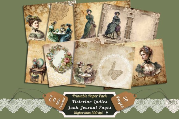 Victorian Lady Women Digital Papers for Creative Design
