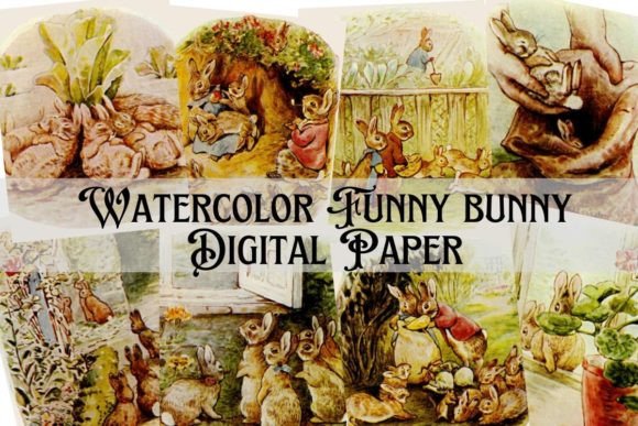 Watercolor Funny Bunny Digital Paper: A Creative Asset for Your Projects